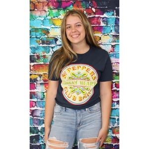 The Beatles Lonely Hearts Seal Graphic Band Tee